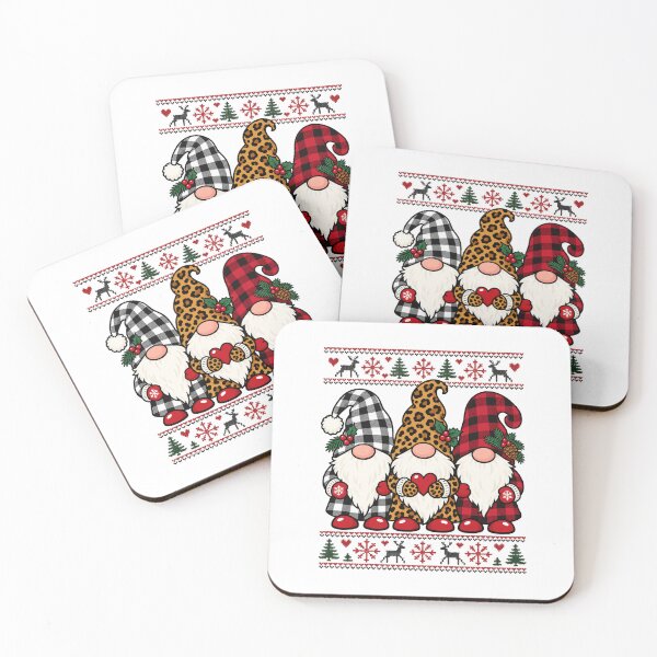 Item preview, Plaid and Leopard Christmas Gnomes with Nordic Borders designed and sold by skyartdesign.