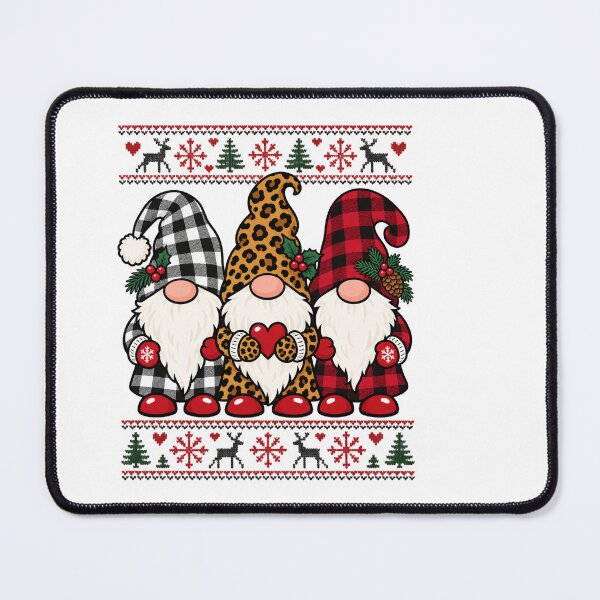 Item preview, Plaid and Leopard Christmas Gnomes with Nordic Borders designed and sold by skyartdesign.