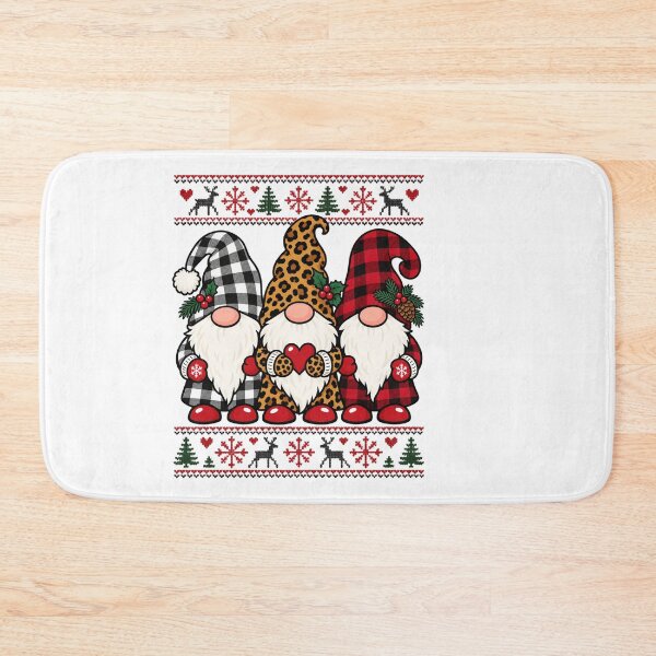Item preview, Plaid and Leopard Christmas Gnomes with Nordic Borders designed and sold by skyartdesign.