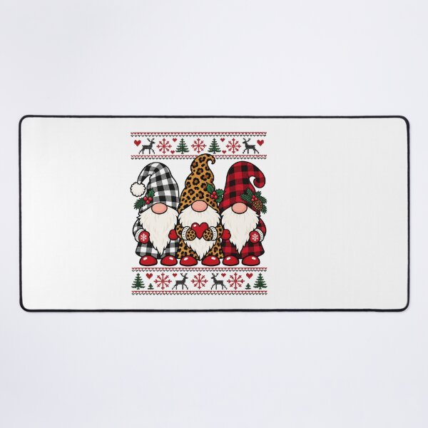 Item preview, Plaid and Leopard Christmas Gnomes with Nordic Borders designed and sold by skyartdesign.