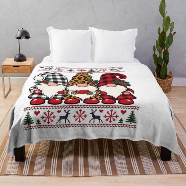 Item preview, Plaid and Leopard Christmas Gnomes with Nordic Borders designed and sold by skyartdesign.