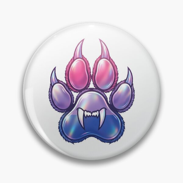Item preview, Bisexual Pride Anthro Wolf Holographic Paw Print designed and sold by DuckOddity.