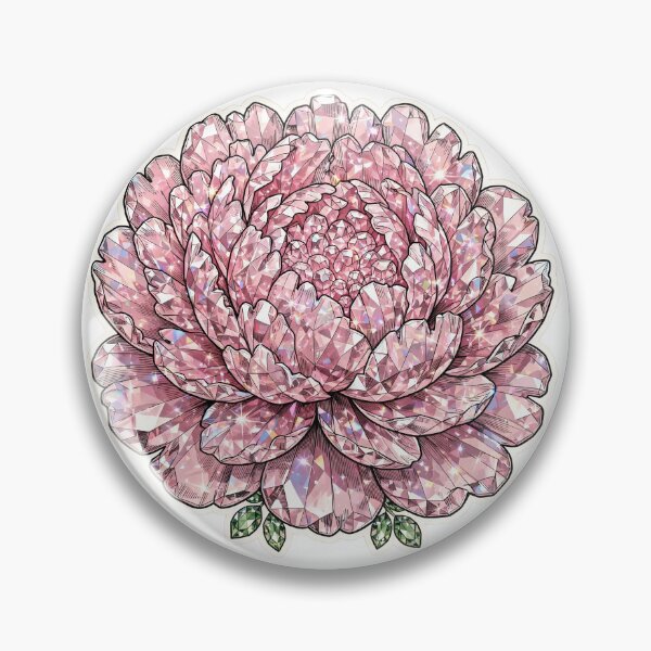 Item preview, Pink Peony Crystal Sticker - Morganite Ruffle Flower designed and sold by FineLineBotanical .