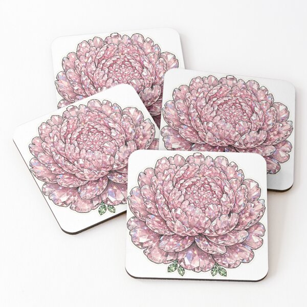 Item preview, Pink Peony Crystal Sticker - Morganite Ruffle Flower designed and sold by FineLineBotanical .