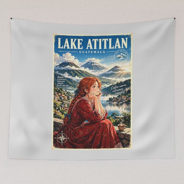 Item preview, Guatemala — Lake Atitlán — Morning Coffee Above the Volcanoes designed and sold by DibujandoPorfa.