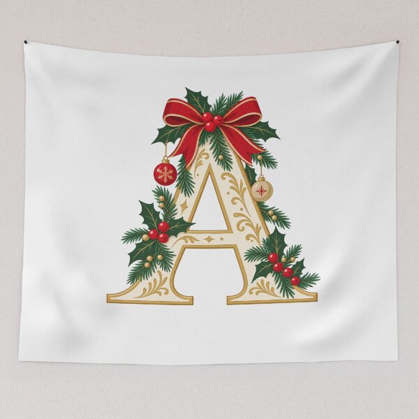 Item preview, Christmas Initial A with Holly and Red Bow designed and sold by skyartdesign.