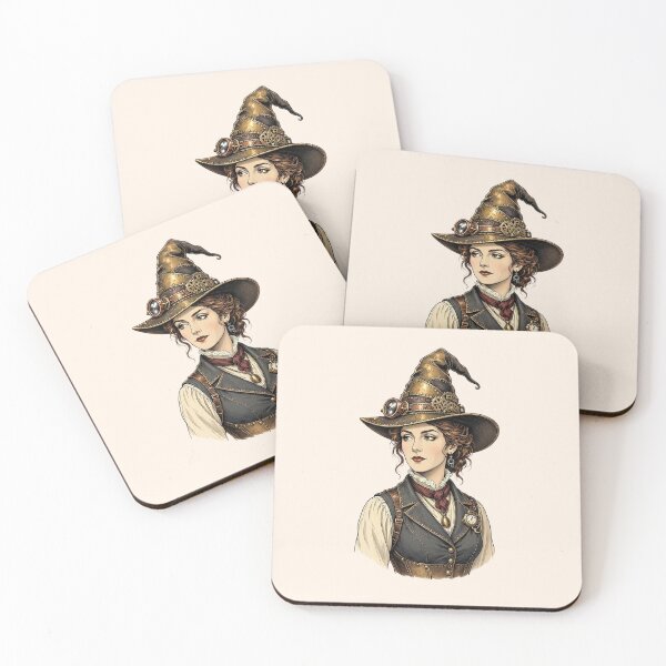 Item preview, Steampunk Witch – Victorian Woman with Goggles and Witch Hat designed and sold by SweetLilith.