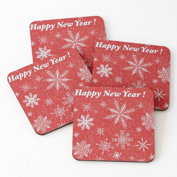 Item preview, Happy New Year festive red background with white snowflakes designed and sold by SweetLilith.