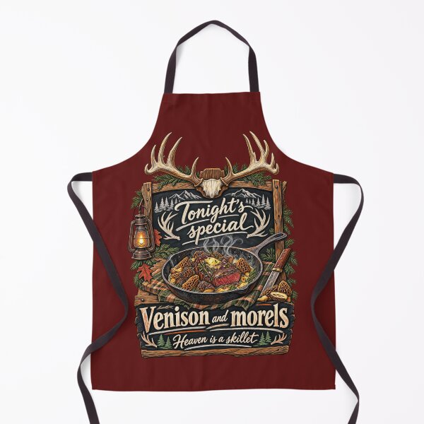 Item preview, Venison and Morels Heaven Is a Skillet - Deer Hunting designed and sold by LottiesLuck.