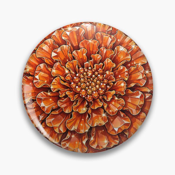 Item preview, Orange Marigold Crystal Sticker - Carnelian Cempasuchil Flower designed and sold by FineLineBotanical .