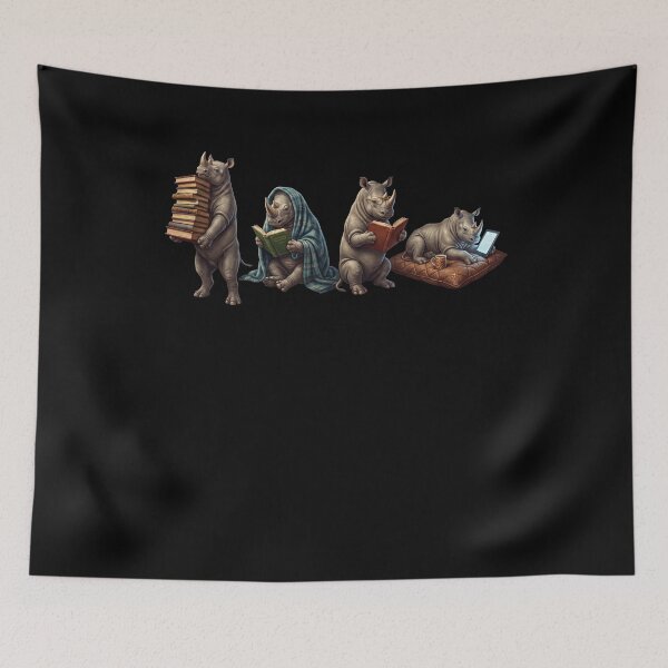 Item preview, Rhino Book Reader Reading Dog Lover designed and sold by dian-rody-crest.