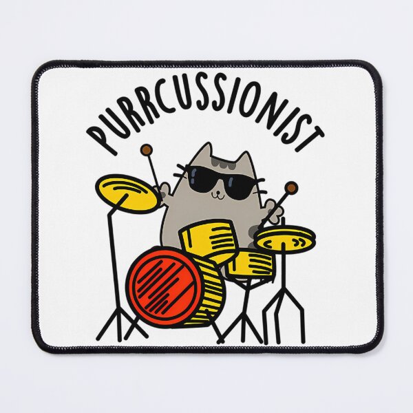 Item preview, Purr Cussionist Funny Drummer Cat Puns designed and sold by befoula.