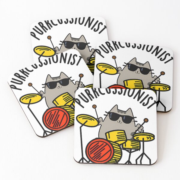 Item preview, Purr Cussionist Funny Drummer Cat Puns designed and sold by befoula.