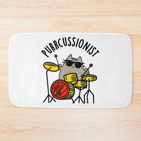 Item preview, Purr Cussionist Funny Drummer Cat Puns designed and sold by befoula.