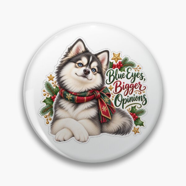 Item preview, Pomsky Christmas Blue Eyed Holiday Dog designed and sold by badburropress.