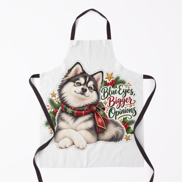 Item preview, Pomsky Christmas Blue Eyed Holiday Dog designed and sold by badburropress.