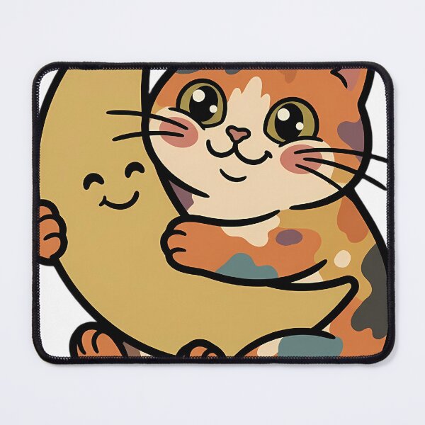 Item preview, Vintage Tortoiseshell Cat Hugging Retro Crescent Moon designed and sold by pumsquare.