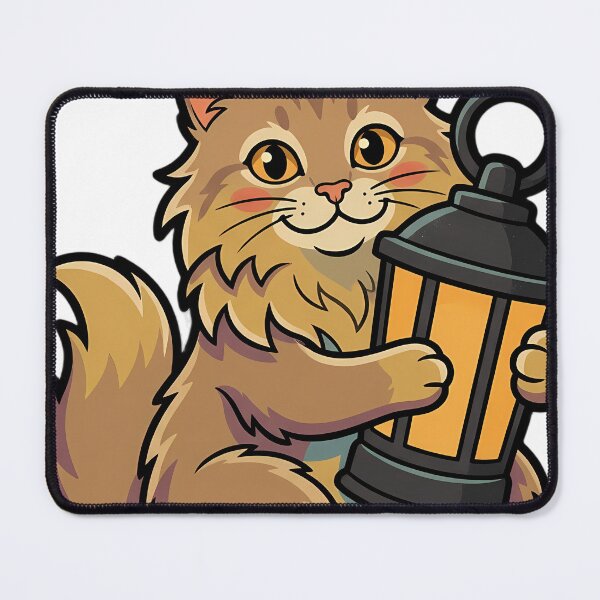 Item preview, Vintage Maine Coon Cat Hugging Retro Lantern designed and sold by pumsquare.