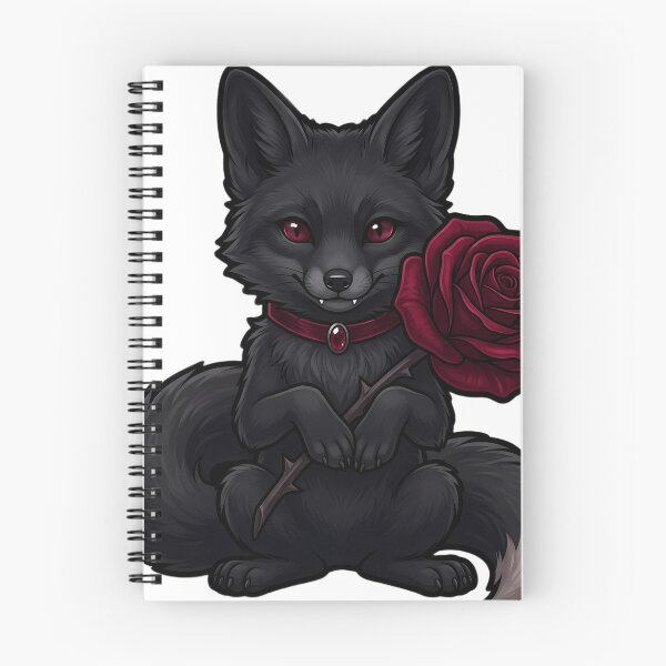 Item preview, Gothic Vampire Black Fox Cub with Crimson Rose designed and sold by IllumeInk.