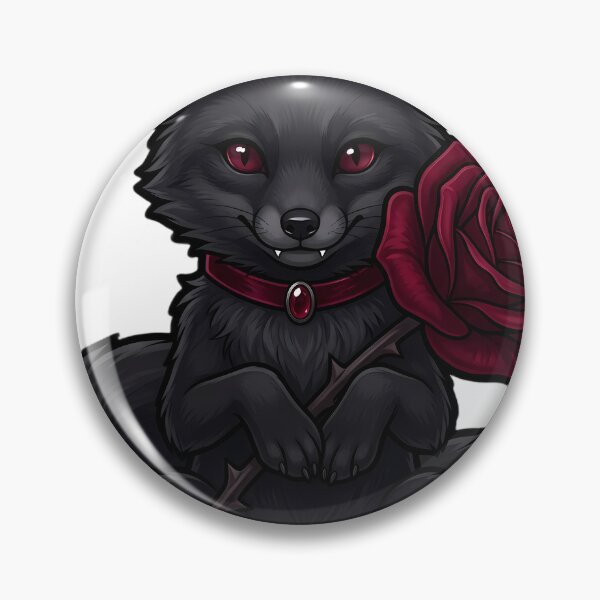Item preview, Gothic Vampire Black Fox Cub with Crimson Rose designed and sold by IllumeInk.