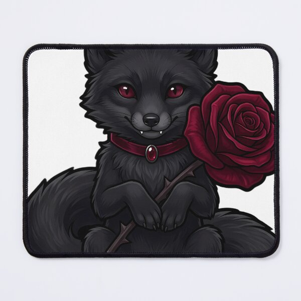 Item preview, Gothic Vampire Black Fox Cub with Crimson Rose designed and sold by IllumeInk.