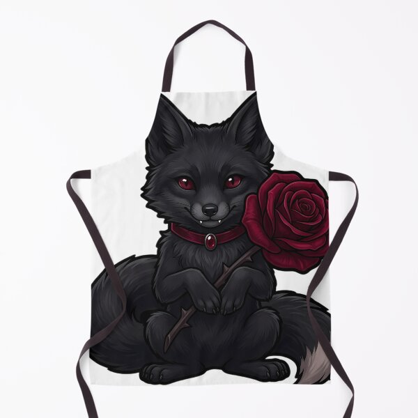 Item preview, Gothic Vampire Black Fox Cub with Crimson Rose designed and sold by IllumeInk.