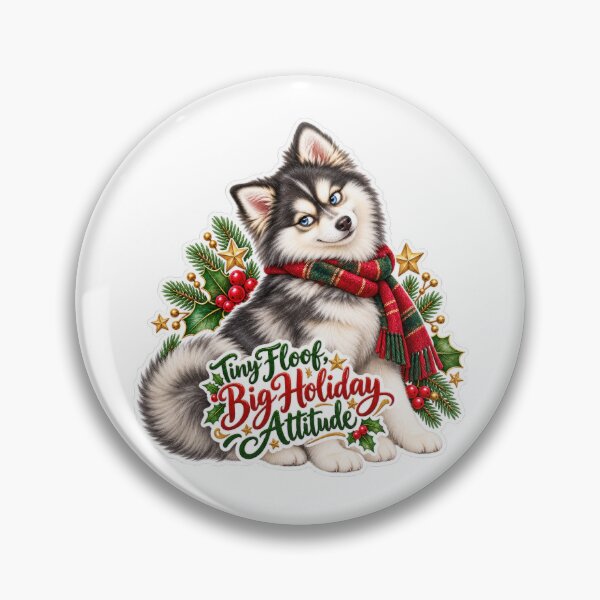 Item preview, Tiny Floof Big Holiday Attitude Pomsky designed and sold by badburropress.