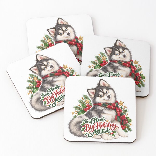 Item preview, Tiny Floof Big Holiday Attitude Pomsky designed and sold by badburropress.