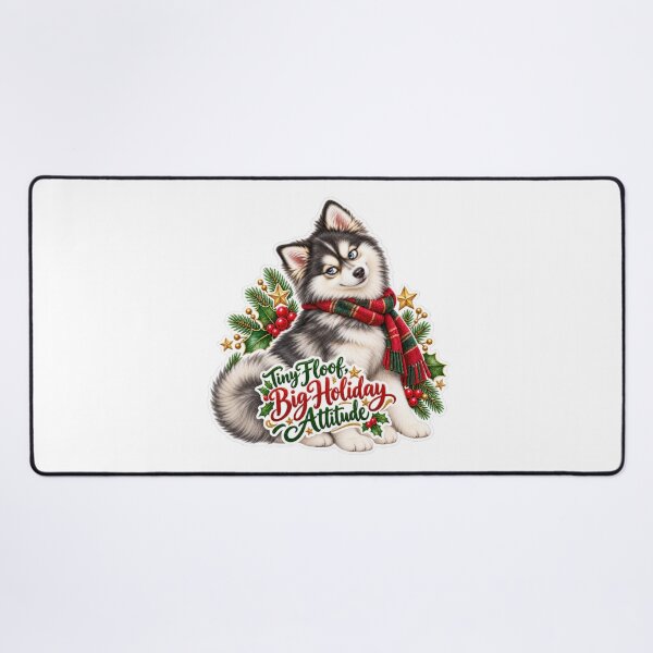 Item preview, Tiny Floof Big Holiday Attitude Pomsky designed and sold by badburropress.
