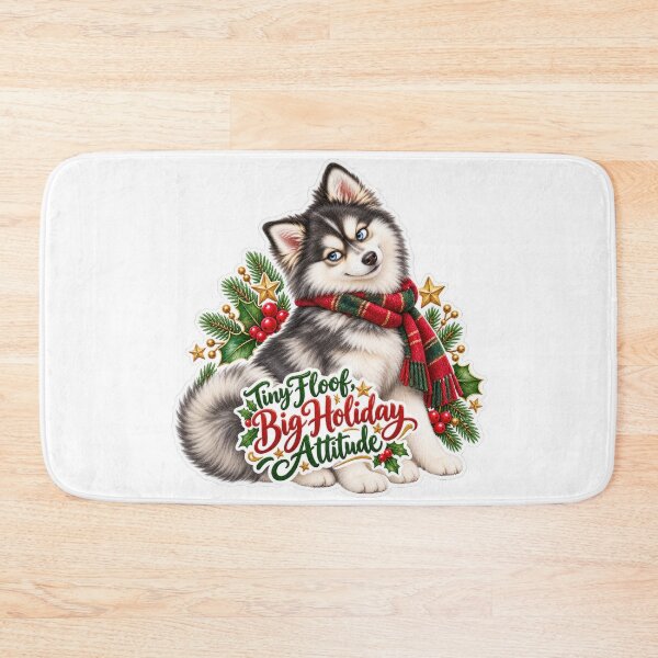 Item preview, Tiny Floof Big Holiday Attitude Pomsky designed and sold by badburropress.