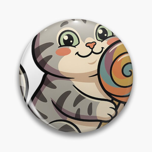 Item preview, Vintage Silver Tabby Cat Hugging Retro Swirl Lollipop designed and sold by pumsquare.