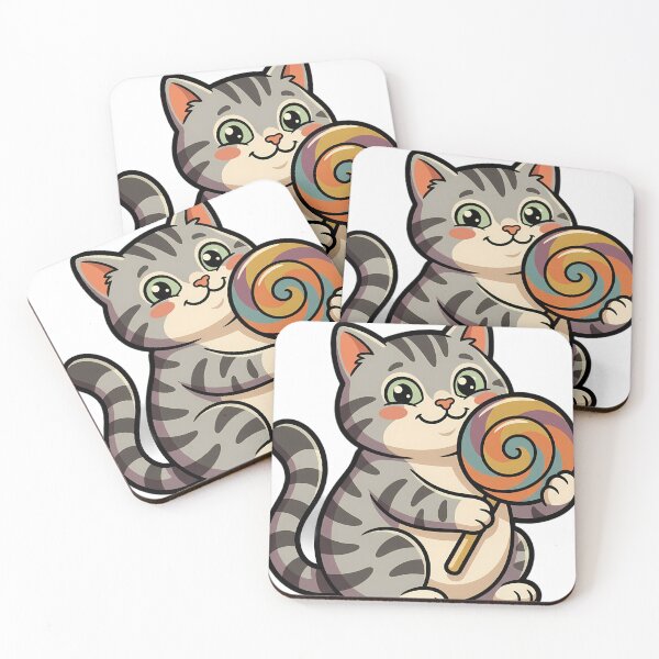 Item preview, Vintage Silver Tabby Cat Hugging Retro Swirl Lollipop designed and sold by pumsquare.