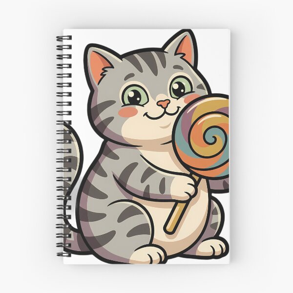Item preview, Vintage Silver Tabby Cat Hugging Retro Swirl Lollipop designed and sold by pumsquare.
