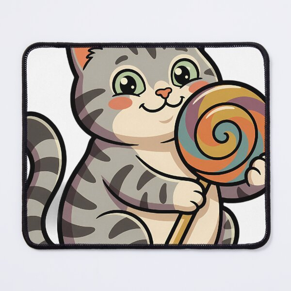 Item preview, Vintage Silver Tabby Cat Hugging Retro Swirl Lollipop designed and sold by pumsquare.
