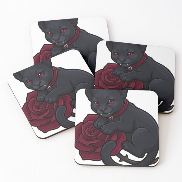 Item preview, Gothic Vampire Panther Cub with Crimson Rose designed and sold by IllumeInk.