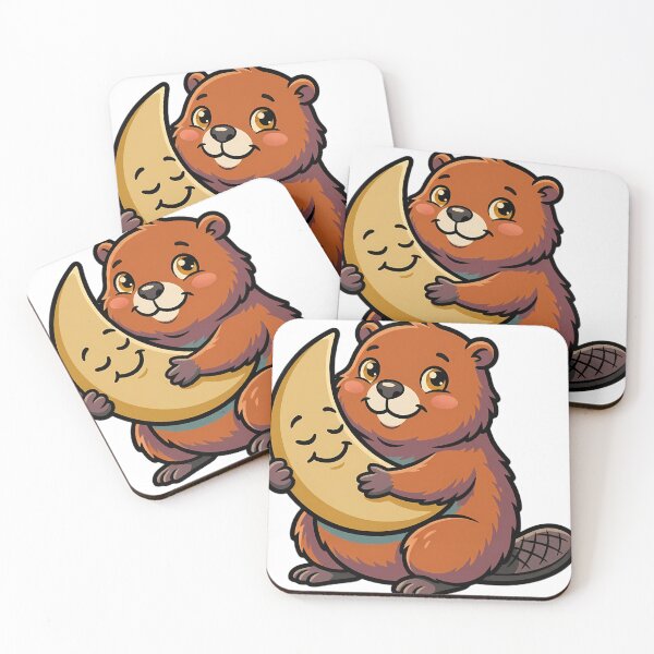 Item preview, Vintage Beaver Hugging Retro Crescent Moon designed and sold by pumsquare.