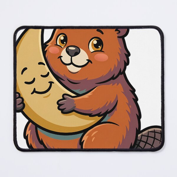Item preview, Vintage Beaver Hugging Retro Crescent Moon designed and sold by pumsquare.