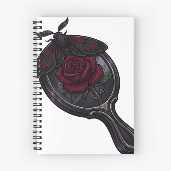 Item preview, Gothic Obsidian Mirror with a Crimson Moth designed and sold by IllumeInk.