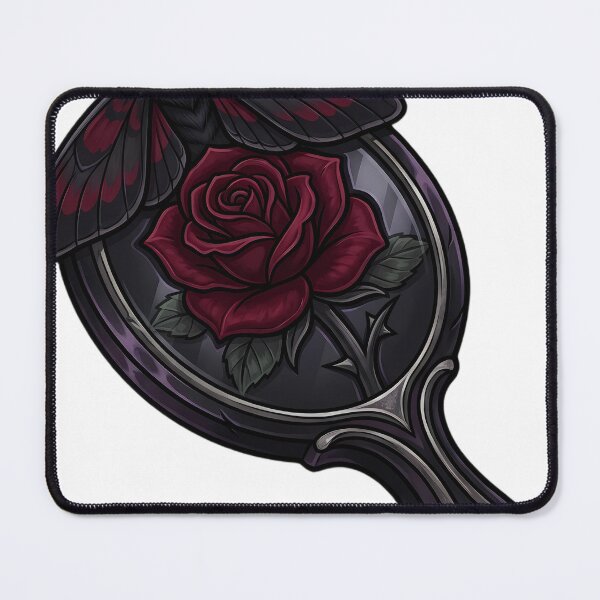 Item preview, Gothic Obsidian Mirror with a Crimson Moth designed and sold by IllumeInk.