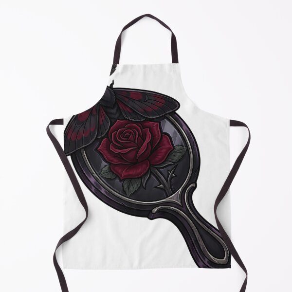 Item preview, Gothic Obsidian Mirror with a Crimson Moth designed and sold by IllumeInk.