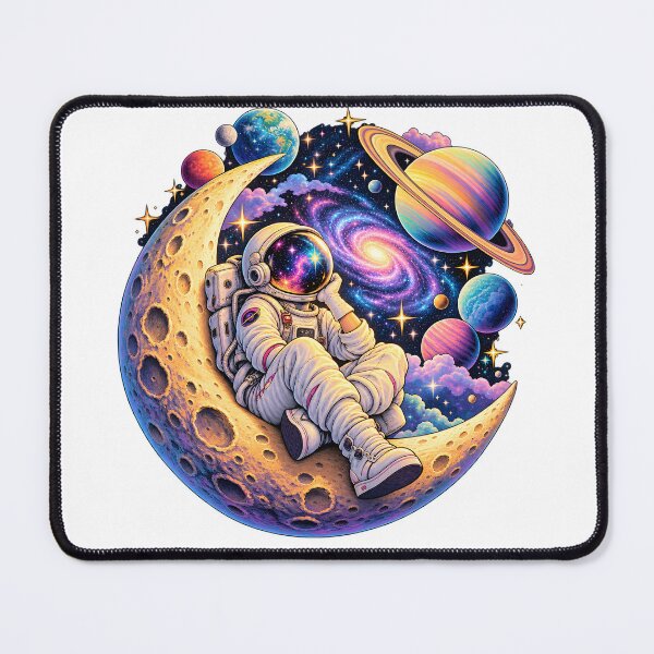 Item preview, Cosmic Astronaut on Crescent Moon designed and sold by TinyWeird.