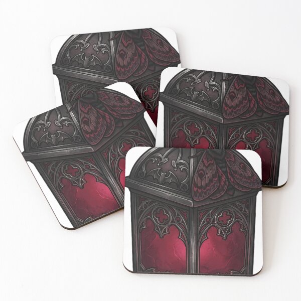Item preview, Gothic Crimson Lantern with a Resting Moth designed and sold by IllumeInk.