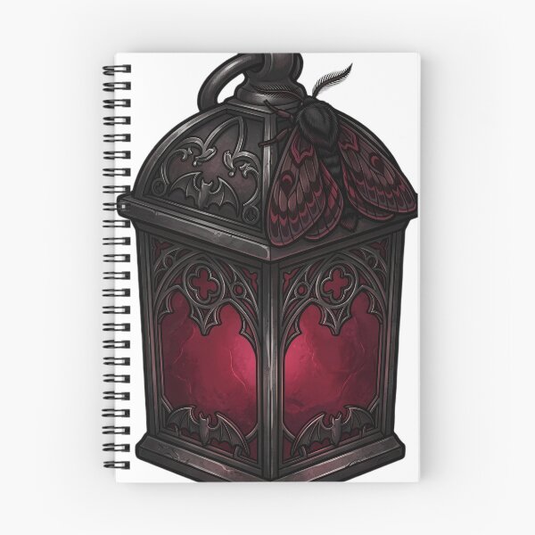 Item preview, Gothic Crimson Lantern with a Resting Moth designed and sold by IllumeInk.