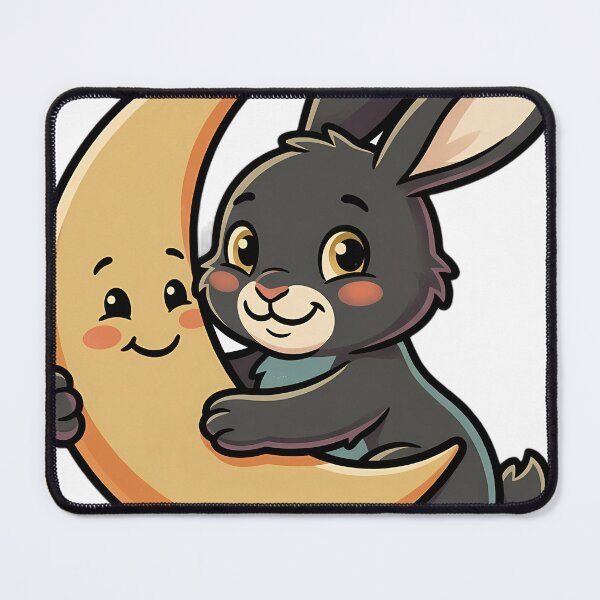 Item preview, Vintage Black Hare Hugging Retro Crescent Moon designed and sold by pumsquare.