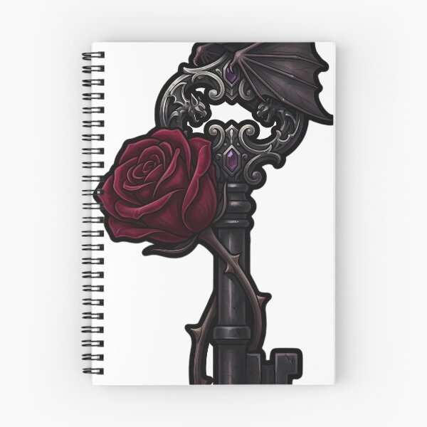 Item preview, Gothic Antique Key with a Crimson Rose designed and sold by IllumeInk.