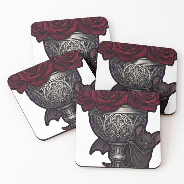 Item preview, Gothic Silver Goblet Overflowing with Crimson Roses designed and sold by IllumeInk.