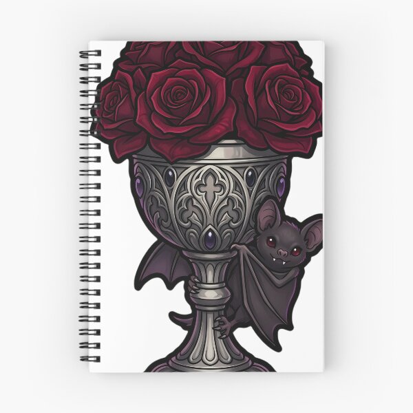 Item preview, Gothic Silver Goblet Overflowing with Crimson Roses designed and sold by IllumeInk.