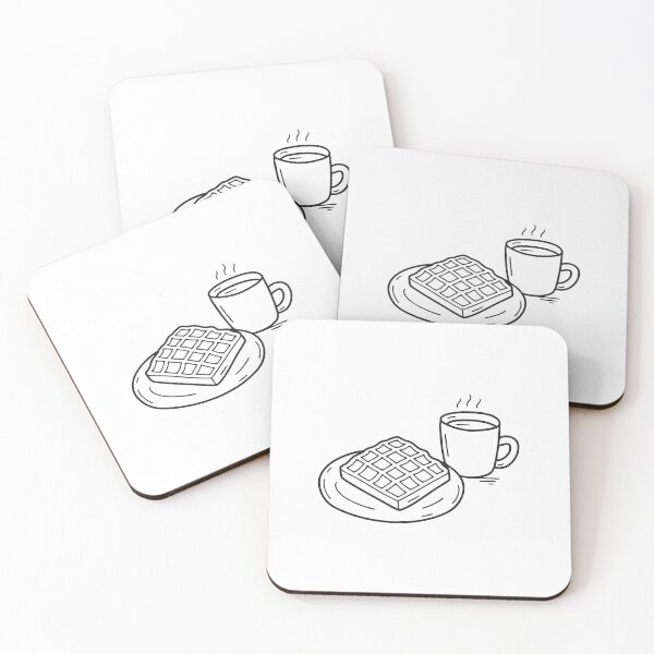 Item preview, An illustration of waffle on a breakfast plate with a cup of tea designed and sold by rasagamastore.