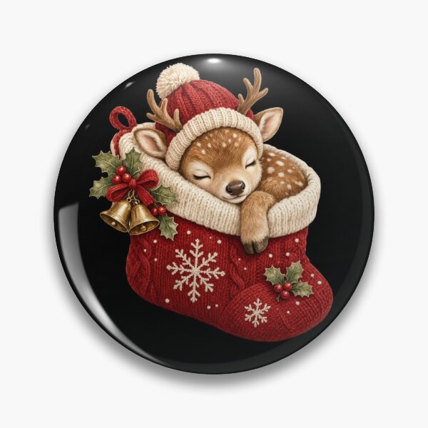 Item preview, Cute Baby Reindeer Sleeping in Christmas Stocking Holiday designed and sold by CF_VintageDesign.