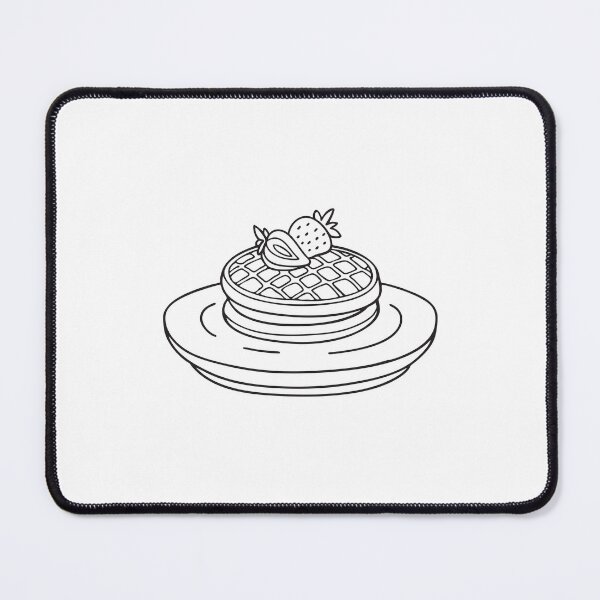 Item preview, An illustration of waffle on a ceramic dish with sliced strawberries designed and sold by rasagamastore.